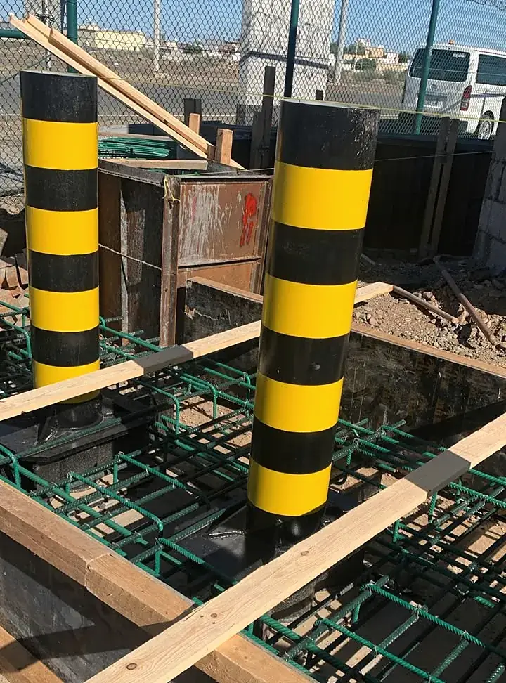 Bollard cage and rebar before concreting