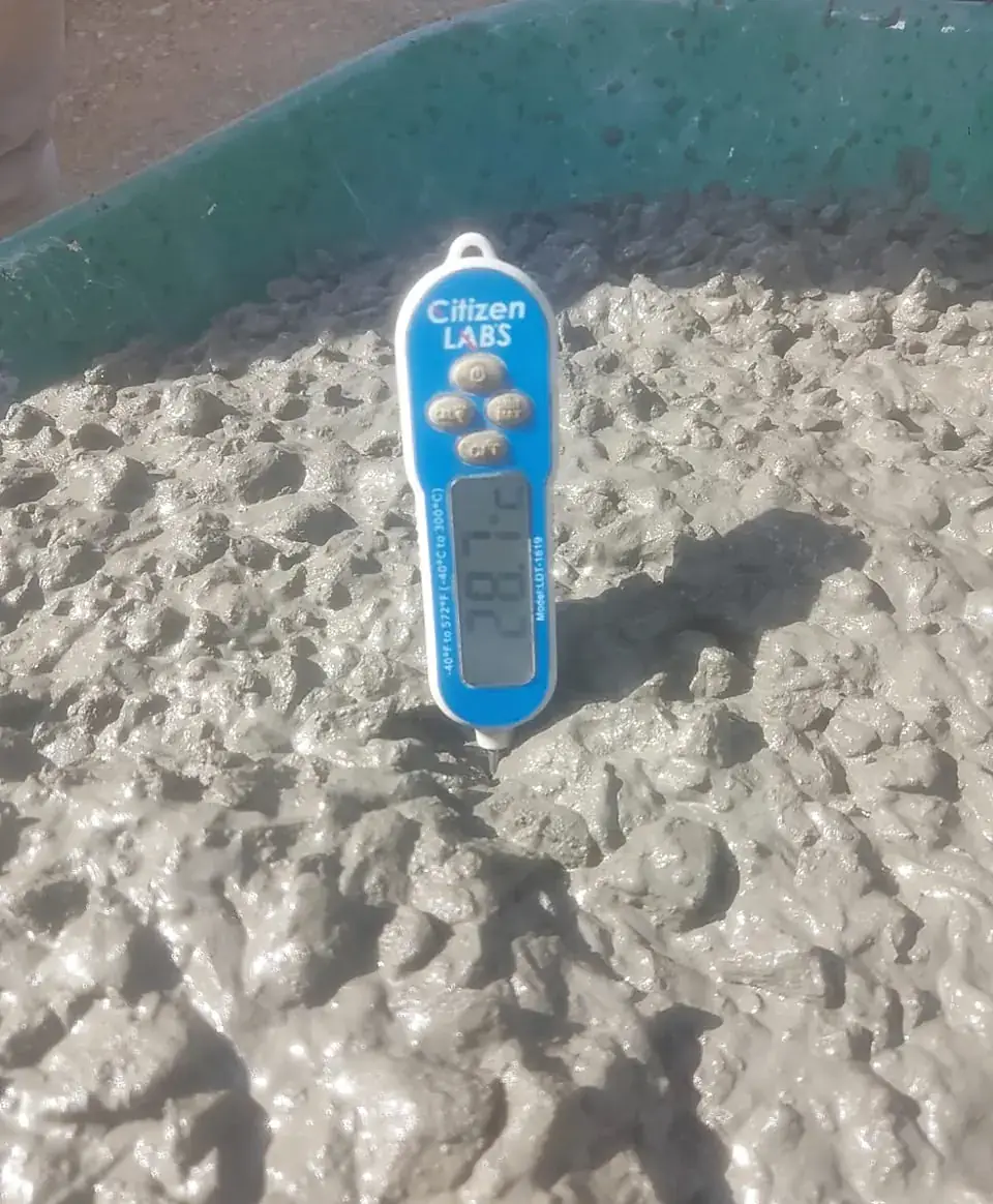 Concrete temperature check during placement