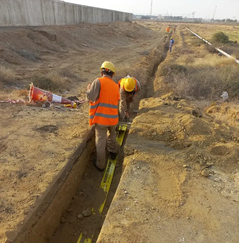 Trench works for perimeter lighting cables